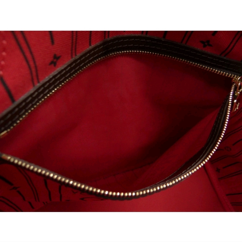 💕Louis Vuitton Tote Bag Neverfull MM Damier Ebene "Cherry RED Interior" - Picture 13 of 16